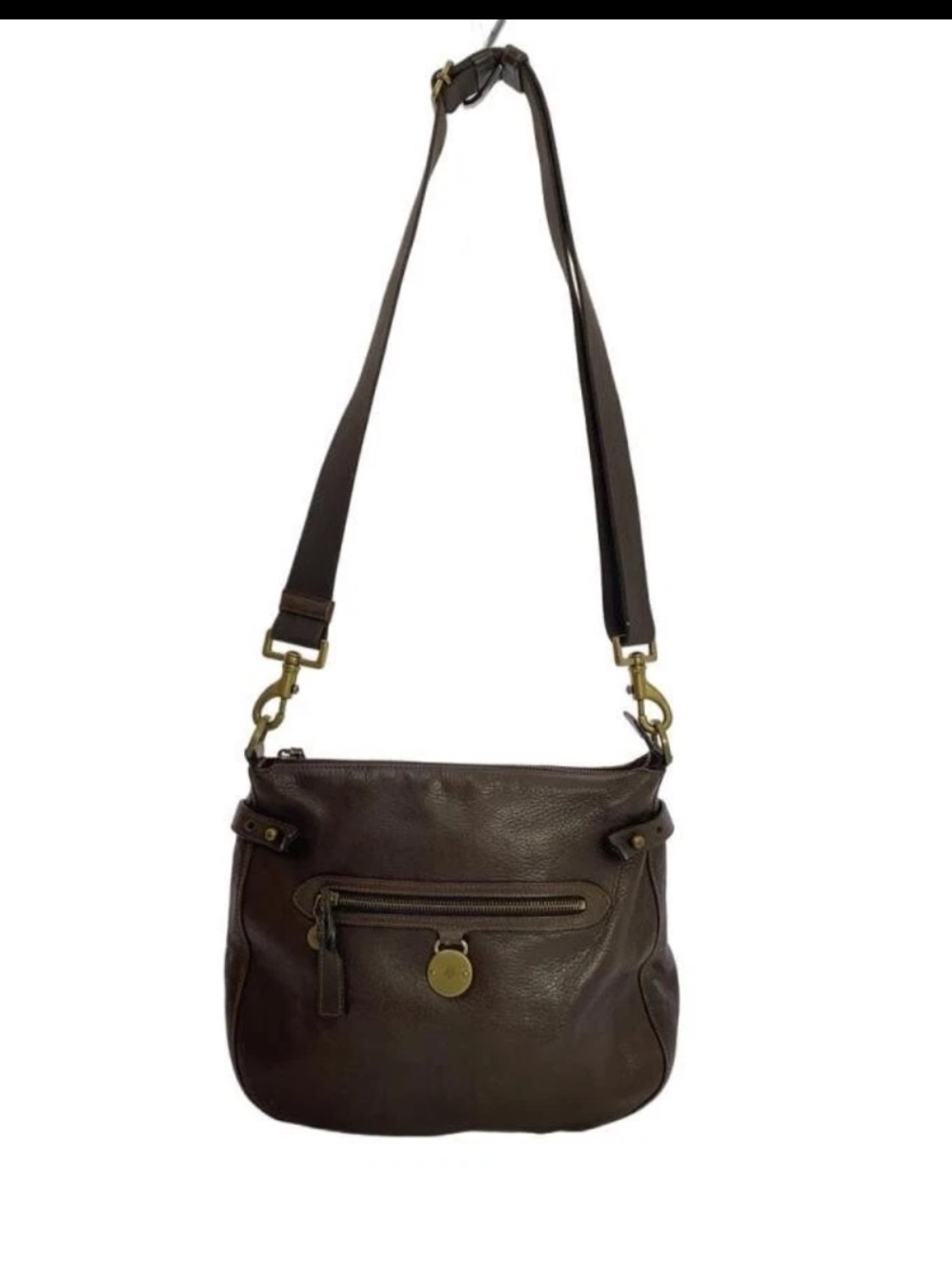 Mulberry Dark Brown Leather Shoulder Bag with Brass Hardware